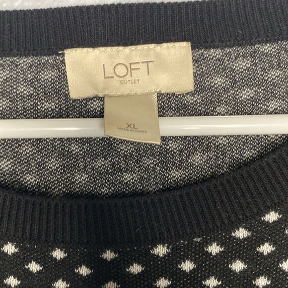 Loft Outlet Ice Skates Black and White Polka Dots Sweater Size XL - Picture 3 of 9